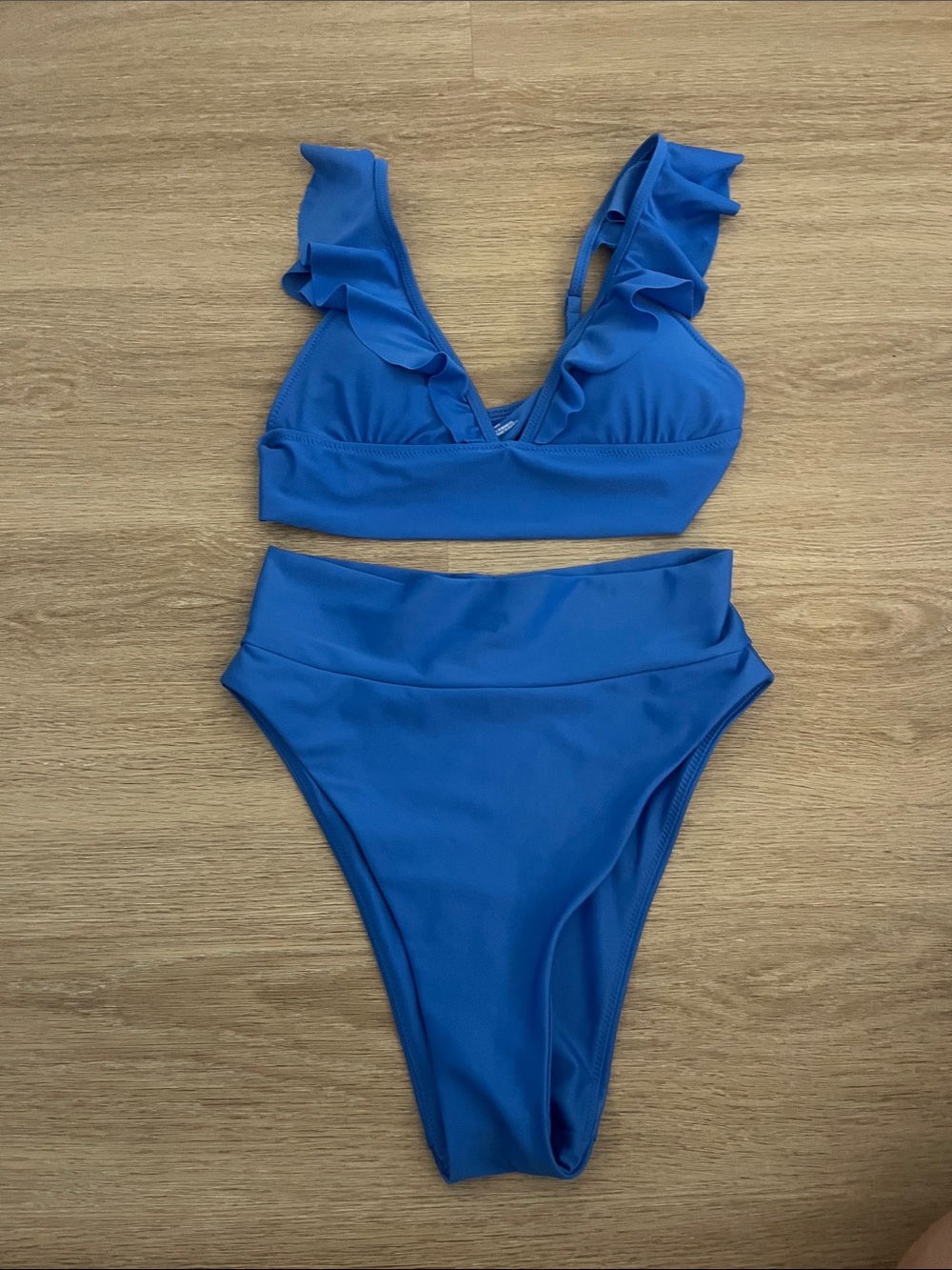 aerie Royal Blue Ruffle High-Waist Bikini Set